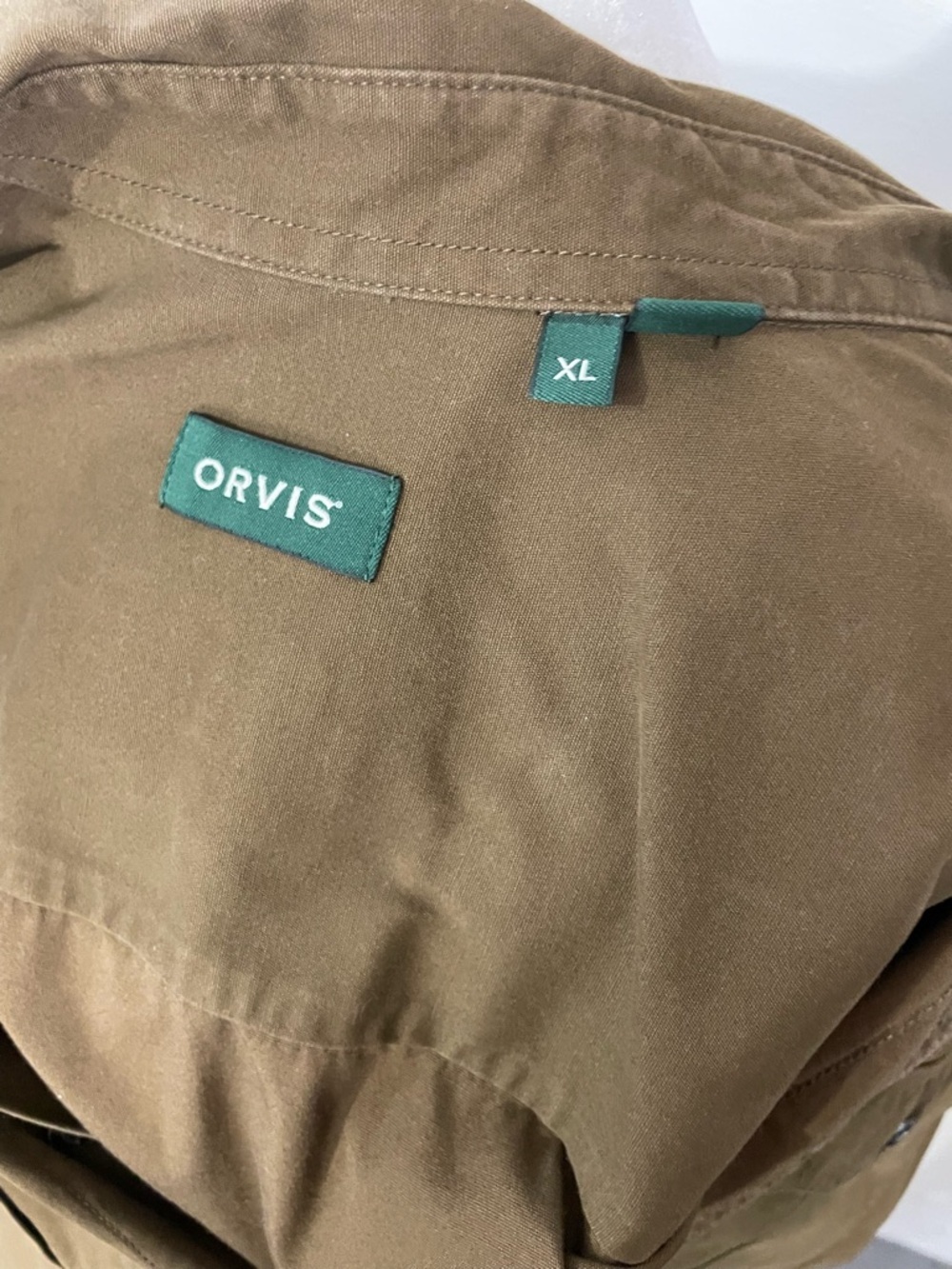 Orvis Olive Green Short Sleeve Button-Down Shirt - Picture 3 of 4